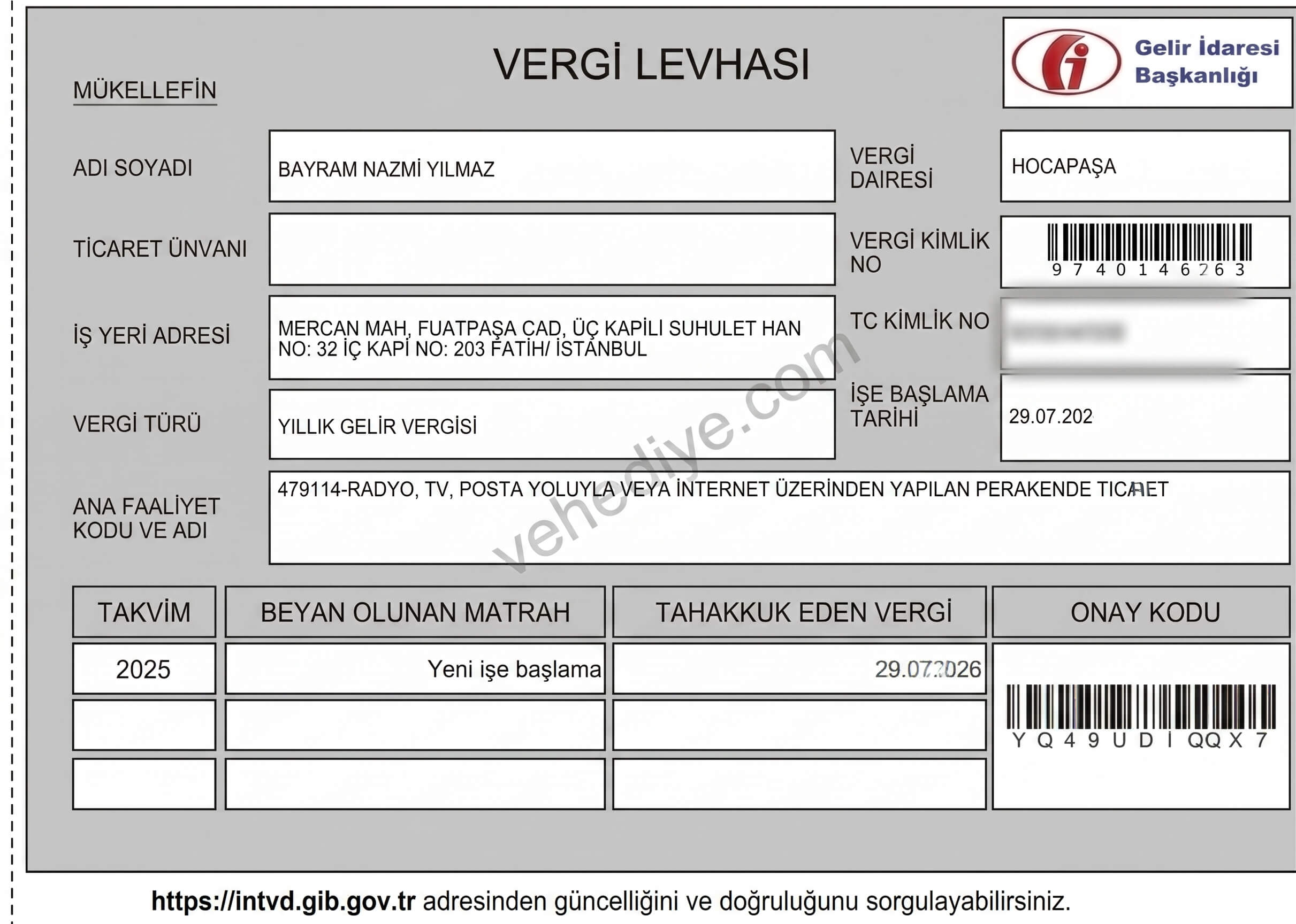 Vergi Levhası