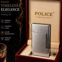 İsme Özel Police Dupont Mekanizmalı Özel Kutulu Lüks Gazlı Çakmak (Fırçalı Gümüş)
