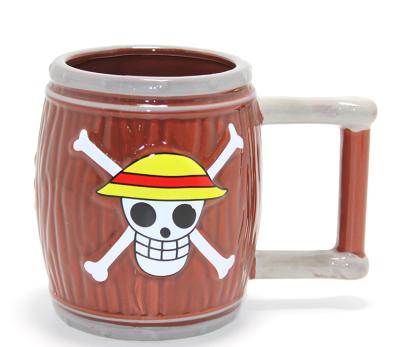 One Piece Hasır Şapka Korsanları 3D Fıçı Tasarımlı Kupa Bardak Alk4552