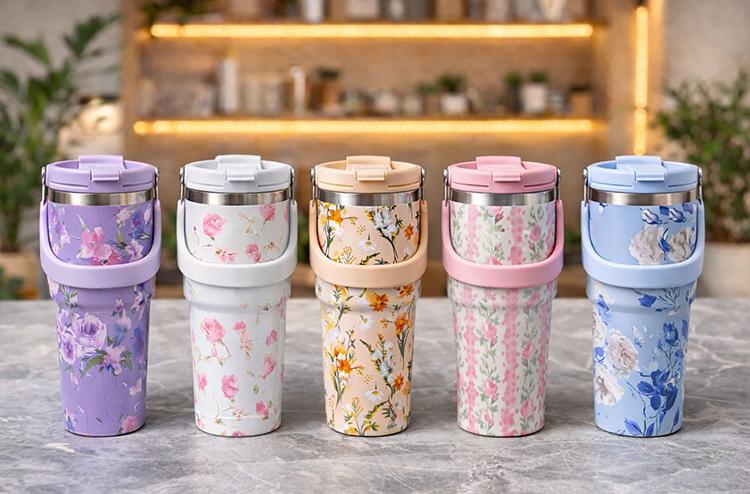 900 Ml Taşıma Kulplu Paslanmaz Çelik Termos Mug - Vakumlu Isı Yalıtımlı Bardak Alk4630