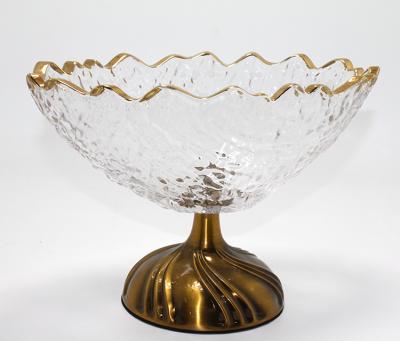 Gold Detaylı Eskitme Ayaklı Dekoratif Cam Sunumluk Alk4884