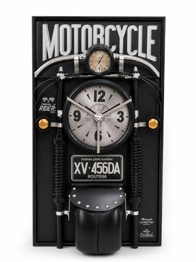 Motosiklet Tasarımlı Metal Duvar Saati Alk5789