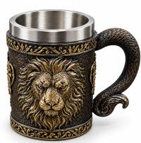 Aslan Figürlü 3 D Kabartmalı Paslanmaz Çelik Kupa Bardak Alk6342