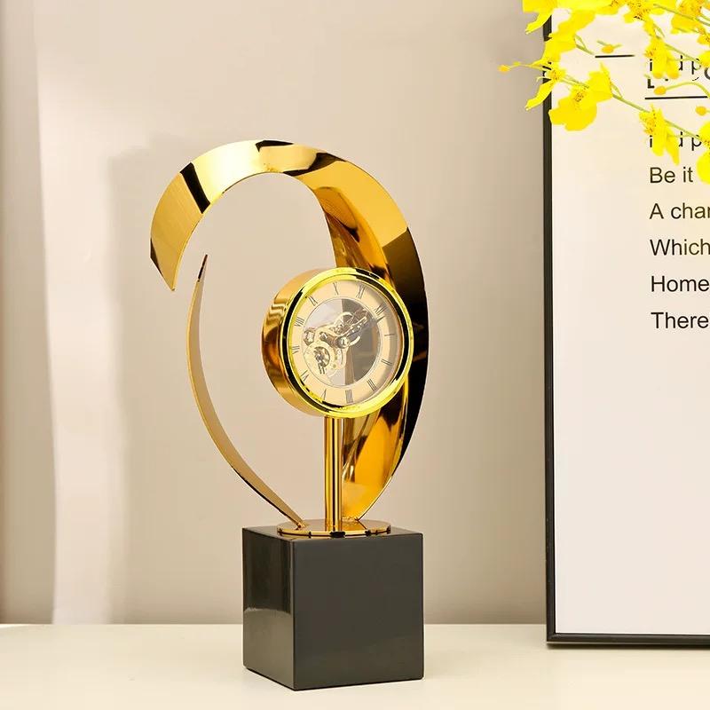 Aurum Twist Şeffaf Çarklı Gold Modern Masa Saati