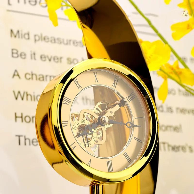 Aurum Twist Şeffaf Çarklı Gold Modern Masa Saati