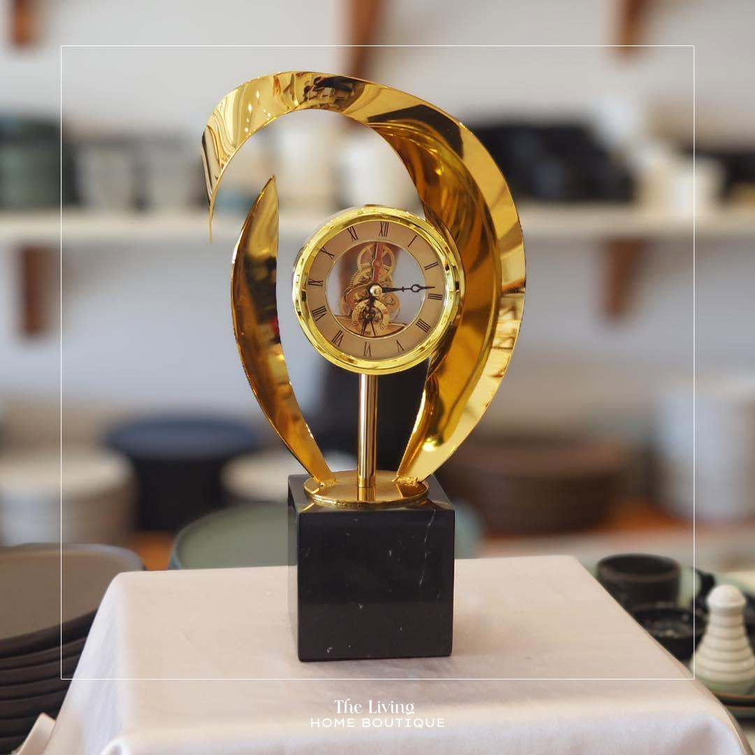 Aurum Twist Şeffaf Çarklı Gold Modern Masa Saati