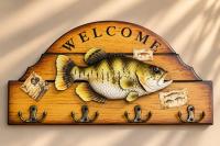 Balık Figürlü Ahşap Welcome Duvar Askısı Ve Anahtarlık Alk6254