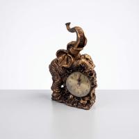 Bronz Fil Figürlü Dekoratif Masa Saati ve Biblo (22 cm)