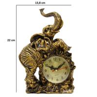 Bronz Fil Figürlü Dekoratif Masa Saati ve Biblo (22 cm)