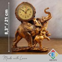 Bronz Fil Figürlü Dekoratif Masa Saati ve Biblo
