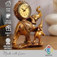 Bronz Fil Figürlü Dekoratif Masa Saati ve Biblo