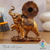 Bronz Fil Figürlü Dekoratif Masa Saati ve Biblo