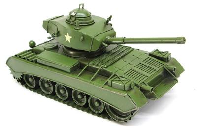 Dekoratif Haki Yeşil Metal Tank Vintage Tasarım