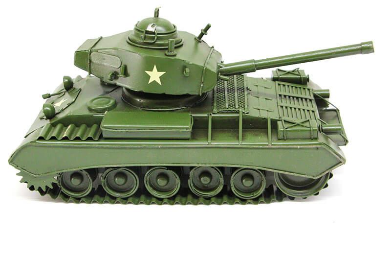 Dekoratif Haki Yeşil Metal Tank Vintage Tasarım