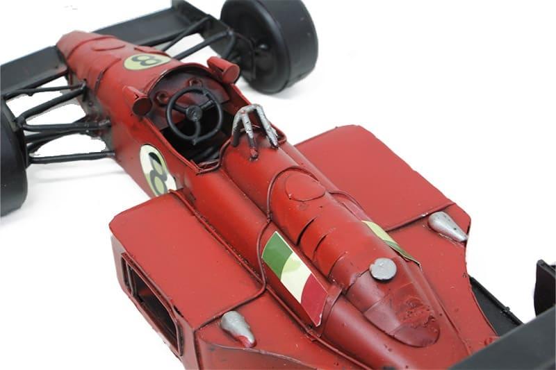 Dekoratif Kırmızı Metal Formula Yarış Arabası Vintage Tasarım