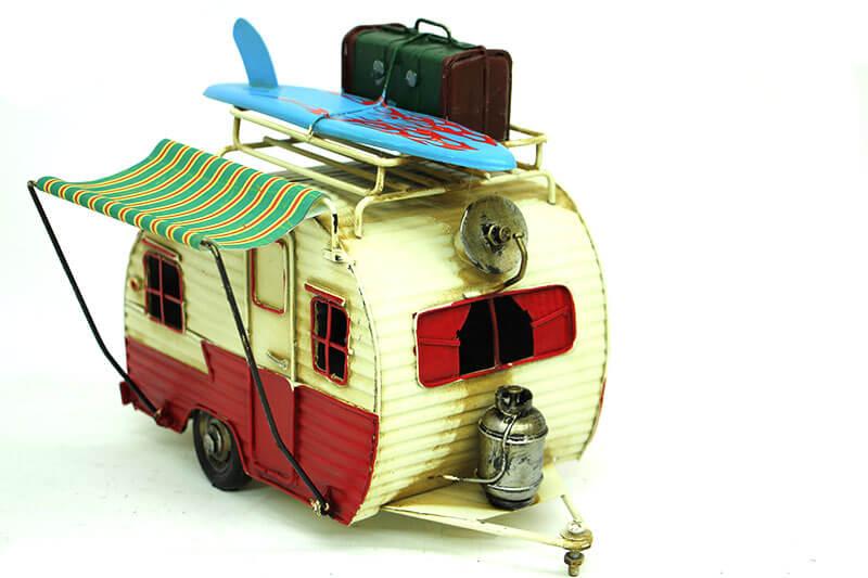 Dekoratif Kırmızı Metal Karavan Tenteli Model