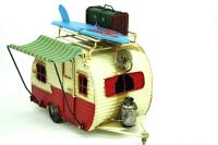 Dekoratif Kırmızı Metal Karavan Tenteli Model