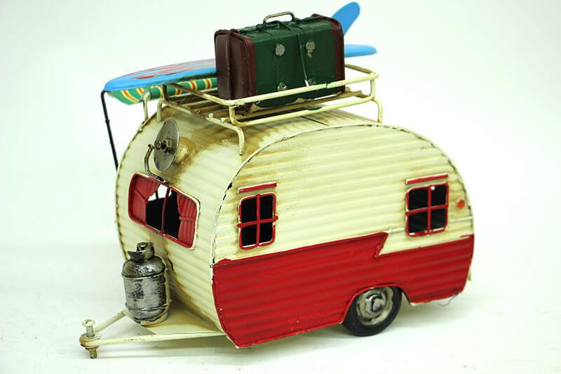 Dekoratif Kırmızı Metal Karavan Tenteli Model