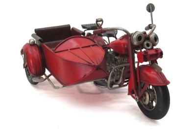 Dekoratif Kırmızı Metal Sepetli Motosiklet Vintage Tasarım