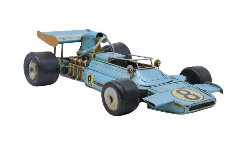Dekoratif Mavi Metal Formula Yarış Arabası Vintage Tasarım