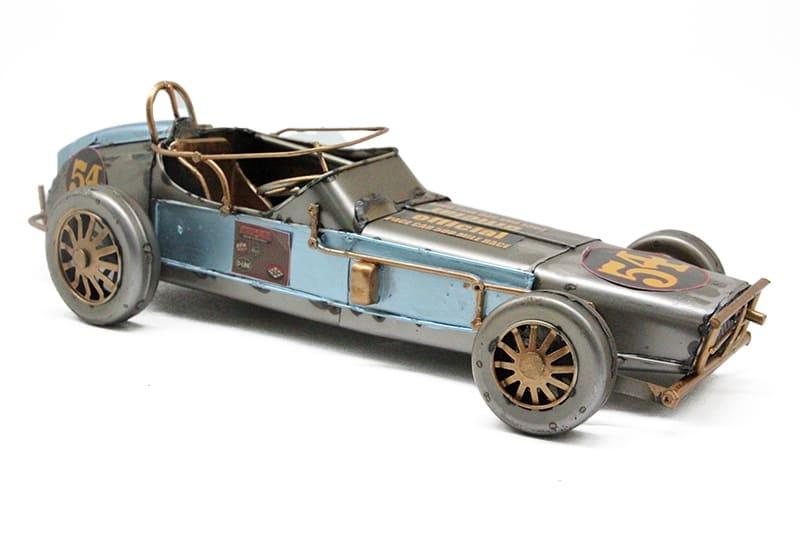 Dekoratif Mavi Metal Yarış Arabası 54 Numara Vintage Tasarım