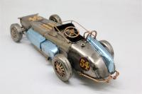 Dekoratif Mavi Metal Yarış Arabası 54 Numara Vintage Tasarım