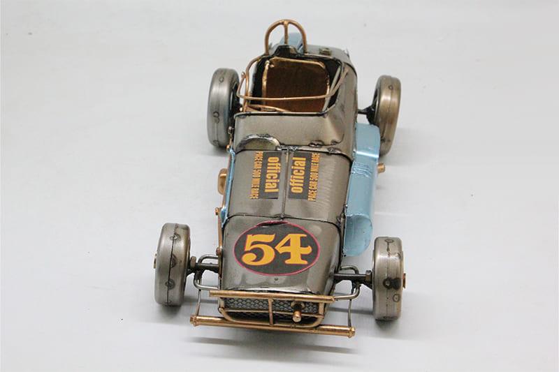Dekoratif Mavi Metal Yarış Arabası 54 Numara Vintage Tasarım