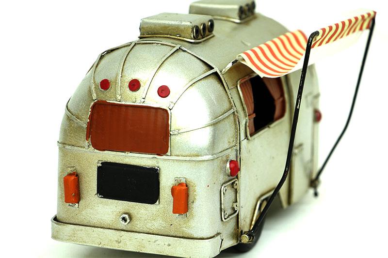 Dekoratif Metal Gümüş Çekme Karavan Tenteli ve Tüp Detaylı Model