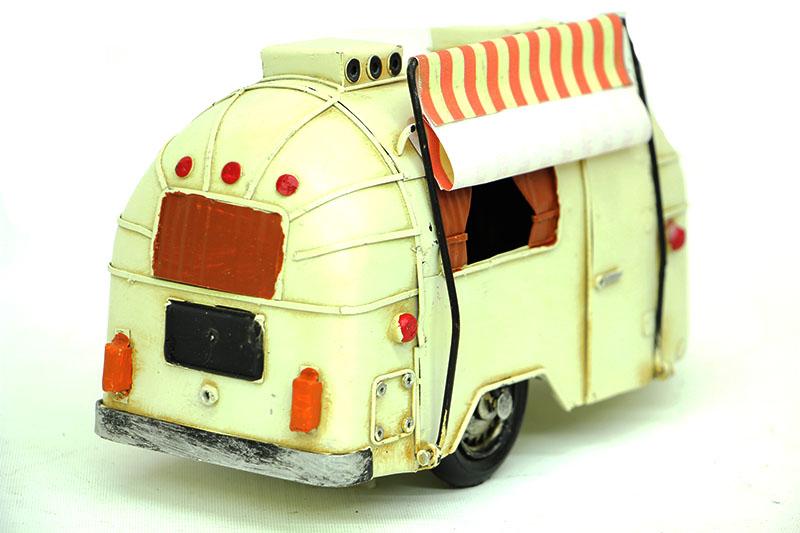 Dekoratif Metal Krem Çekme Karavan Tenteli ve Tüp Detaylı Model