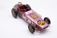 Dekoratif Pembe Metal Yarış Arabası 54 Numara Retro Tasarım