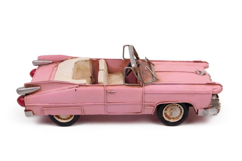 Dekoratif Pembe Üstü Açık Classic Chevrolet Vintage Metal Araba