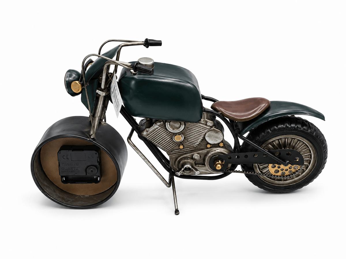 Dekoratif Route 66 Temalı Metal Saatli Motosiklet 44 cm