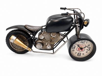 Dekoratif Route 66 Temalı Metal Saatli Motosiklet 44 cm