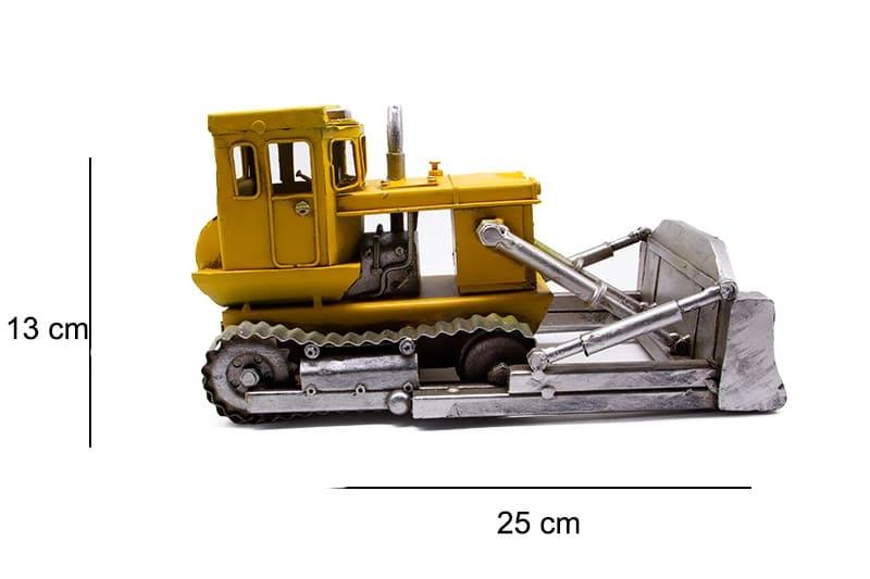 Dekoratif Sarı Metal Buldozer Vintage Tasarım
