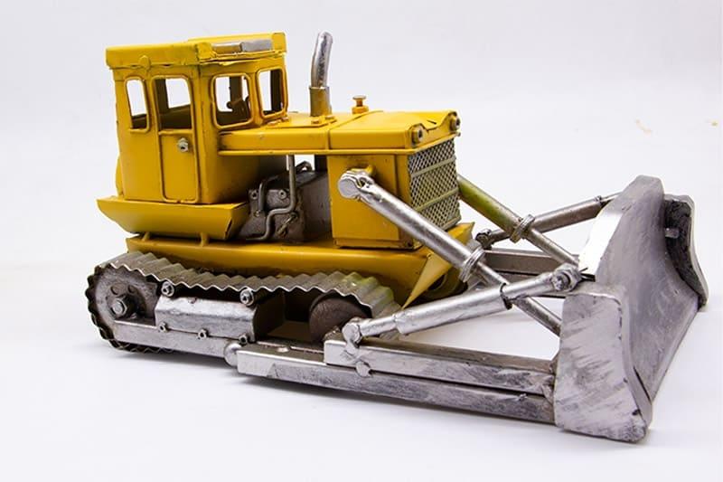 Dekoratif Sarı Metal Buldozer Vintage Tasarım