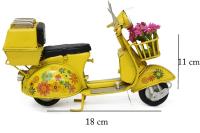 Dekoratif Sarı Metal Çiçek Sepetli Scooter Vintage Tasarım