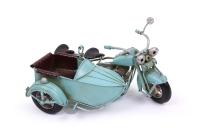 Dekoratif Su Yeşili Metal Sepetli Motosiklet Vintage Tasarım