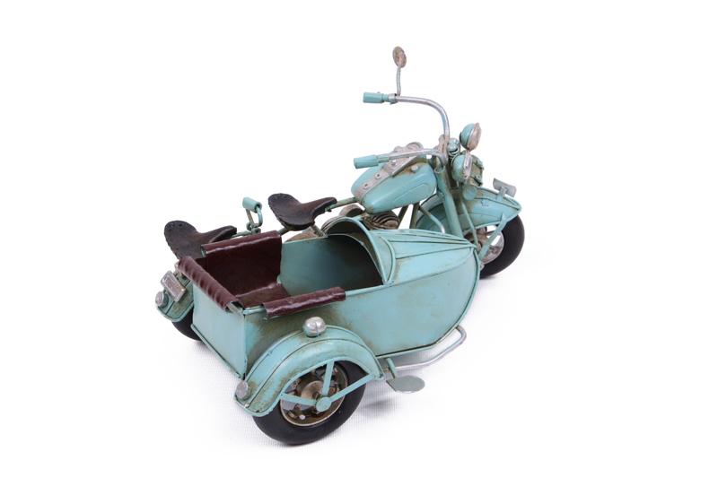 Dekoratif Su Yeşili Metal Sepetli Motosiklet Vintage Tasarım