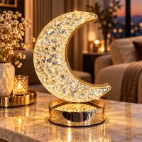 Kristal Hilal Ay Dokunmatik LED Masa Lambası 3 Renk Şarjlı Gece Lambası