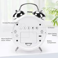 LED Ekranlı Metal Çanlı Dijital Masa Saati Gümüş | Alarmlı Çalar Saat