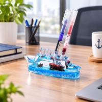 Mavi Yolcu Gemisi Sulu Kalemlik ve Masaüstü Organizer (16 cm)