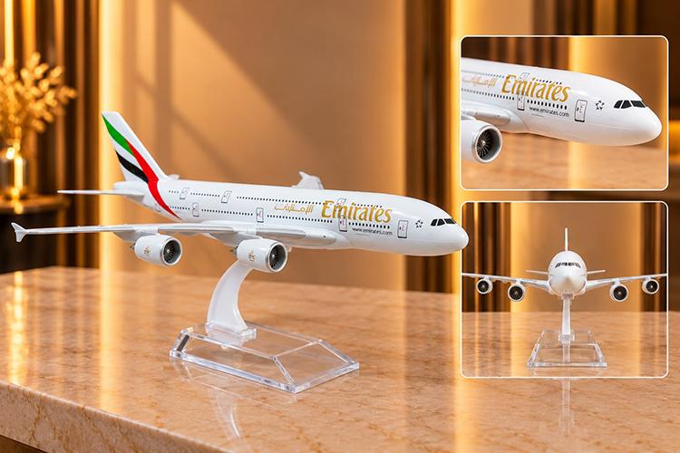 Metal Emirates Airbus Yolcu Uçağı Maketi Standlı Dekoratif  Alk6141