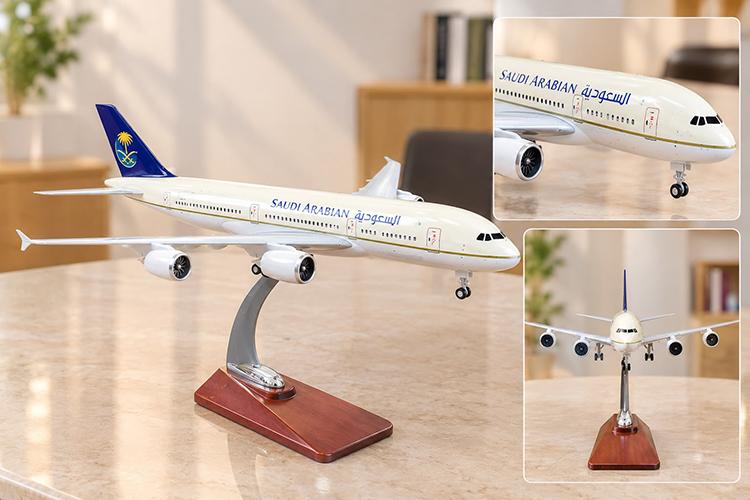 Metal Saudıa Aırlınes Yolcu Uçağı Maketi Standlı Dekoratif  Alk6154