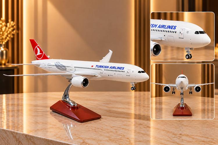 Metal Turkısh Aırlınes Yolcu Uçağı Maketi Standlı Dekoratif  Alk6146