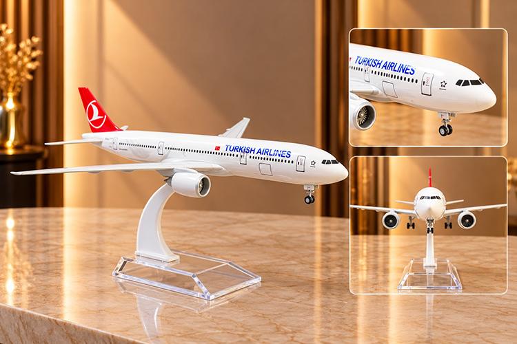 Metal Turkısh Aırlınes Yolcu Uçağı Maketi Standlı Dekoratif  Alk6145