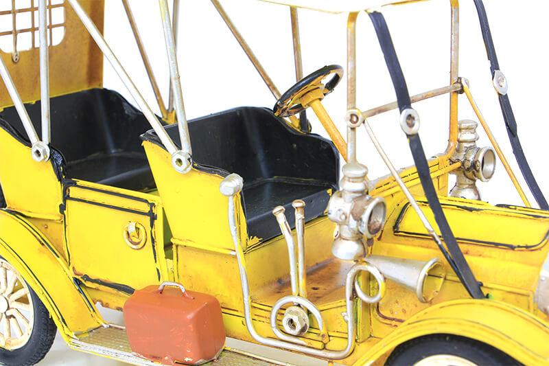 Nostaljik Dekoratif Vintage Metal Sarı Araba