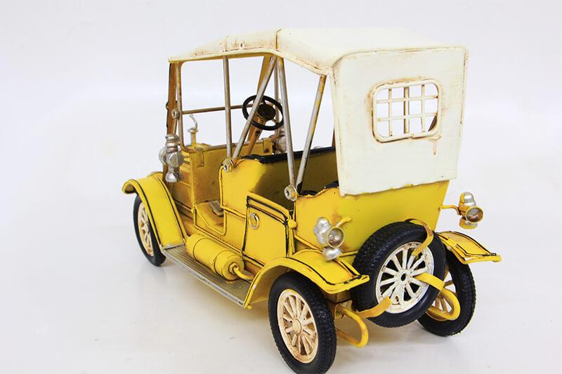 Nostaljik Dekoratif Vintage Metal Sarı Araba