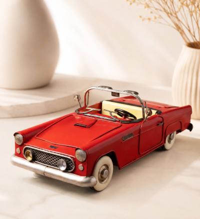 İsme Özel Nostaljik Kırmızı Klasik Cabrio Metal Dekoratif Araba