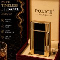 İsme Özel Police Dupont Mekanizmalı Özel Kutulu Lüks Gazlı Çakmak (Gold - Siyah Panelli)