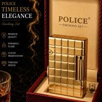 Police Dupont Mekanizmalı Özel Kutulu Lüks Gazlı Çakmak (Kare Desenli - Gold)